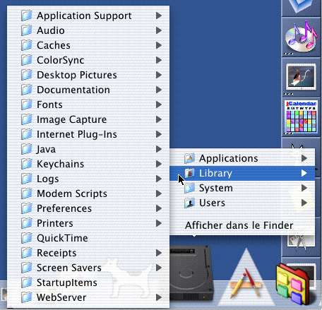 Dock et menus contextuels sous Mac OS X 10.0