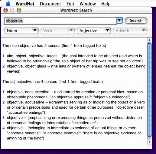 Wordnet, dictionnaire US sous Mac OS X