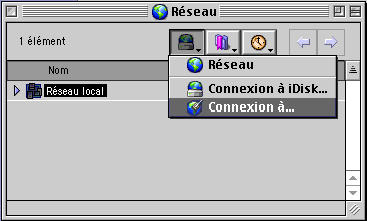 explorateur réseau, menu déroulant